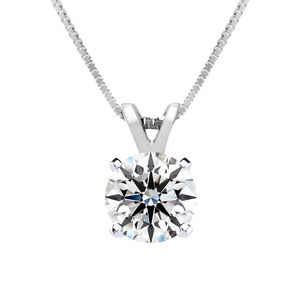 1 1/4 Carat Lab Grown Diamond Soltiaire Necklace In 14K White Gold, 18 Inches